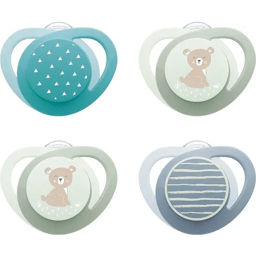 NUK Glow-in-The-Dark Orthodontic Pacifier with Heart-Shaped Shield, BPA-Free, fits 6-18 Months, 4-Pack