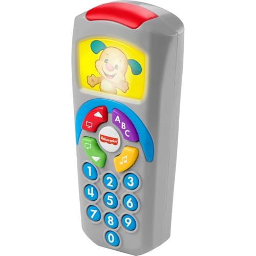 Fisher-Price Baby Learning Toy Laugh & Learn Puppy’s Remote Pretend TV Control with Music & Lights for Developmental Play Infants Ages 6+ Months