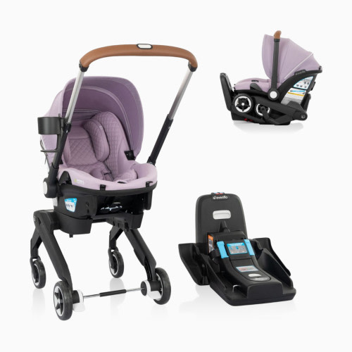 Evenflo Gold Shyft DualRide Infant Car Seat Stroller Combo w Carryall Storage & Extended Canopy - Agate With Green & Gentle Fabric
