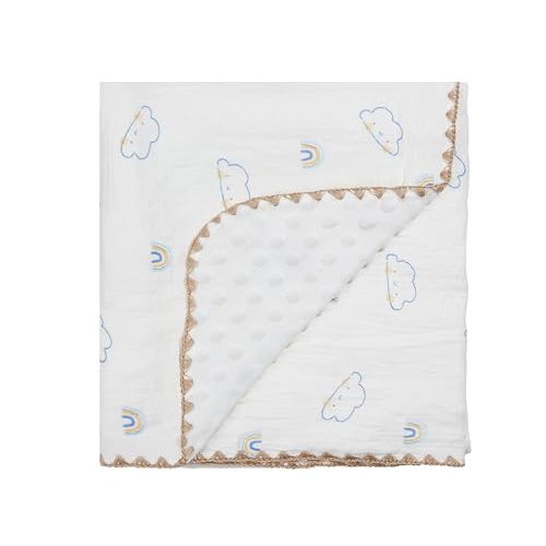 Baby Blanket Double Layer Cotton 40 x 40 Soft Receiving Blanket with Pattern Machine Washable Cloud
