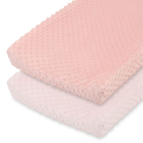 The Peanutshell Minky Dot Pink Ultra Soft Baby Mat Cover for Girls, 2 Pack