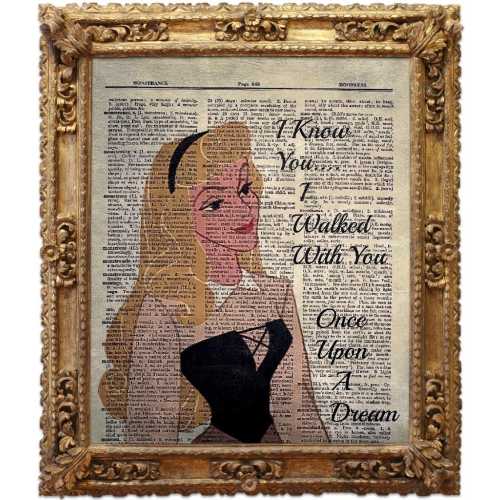 Sleeping Beauty, Aurora, Vintage Dictionary Art Print, Antique Picture, Wall Hanging, Fairy Tale Decor