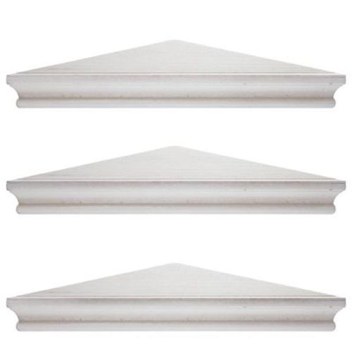 8" X 16" Set Of 3 Whitewash Wood Floating Corner Shelves White - American Art Decor: Rustic Farmhouse Mdf Storage, No Assembly Required
