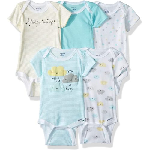 Gerber Unisex Baby 5-Pack Short-Sleeve Onesies