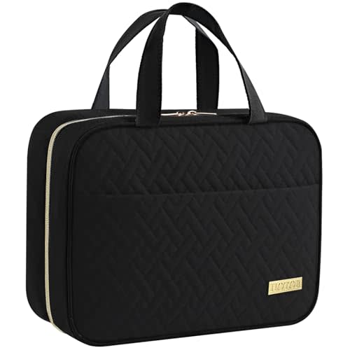 HOTOR Travel Toiletry Bag - Hanging Toiletry Bag for Women & Men, Makeup Bag/Big Comparment, Waterproof for Travel Accessories, Travel Essentials, Large, Black