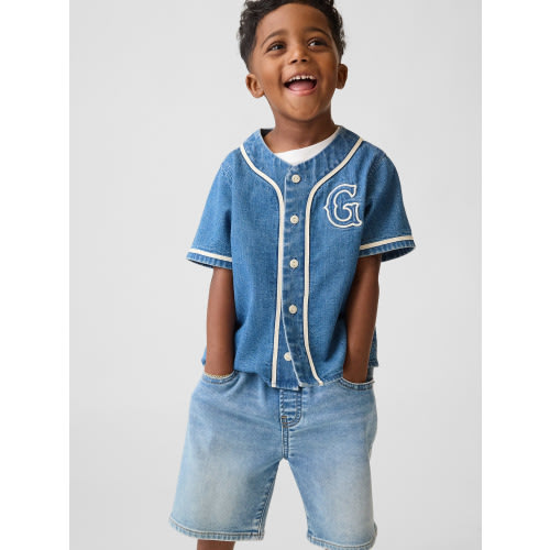 Baby & Toddler Denim Varsity Logo Baseball Shirt