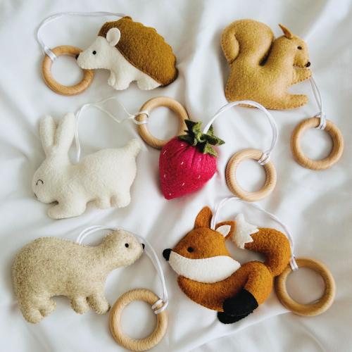 Woodland Baby Gym Toys: Handmade Felt Forest Animals