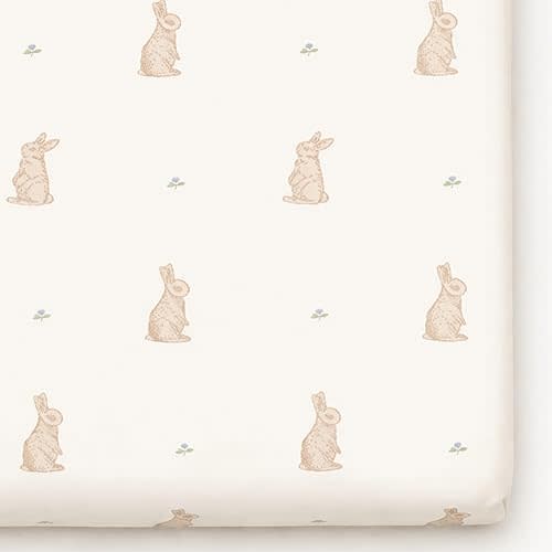 Oilo Crib Sheet, Breathable Turkish Cotton Jersey Fitted, 300 Thread Count, Machine Washable, Designed for Standard Crib Mattresses and Toddler Beds (28" x 52" x 9"), Bunny
