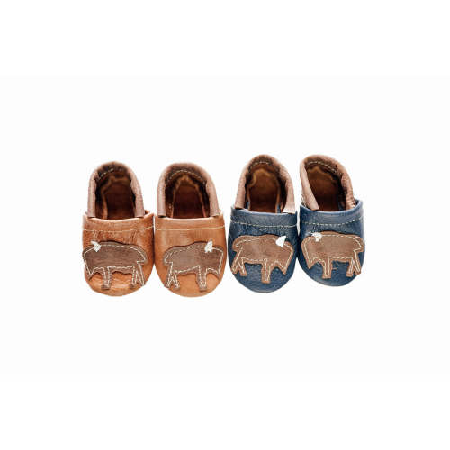 Saddle & Navy Buffalo Bison Leather Shoes Moccs Baby and Toddler