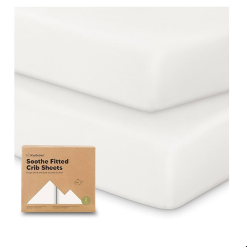 KeaBabies 2-Pack Organic Crib Sheets for Boys, Girls - 52x28 Fitted Crib Mattress Sheet Neutral, Breathable Jersey Cotton Cover for Baby Bed, Toddler Mattress, Soft & Cute Prints (Soft White)