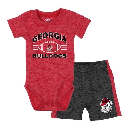 Infant Wes & Willy Red Georgia Bulldogs Cloudy Yarn Bodysuit & Shorts Set