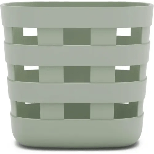 Lalo Bath Time Storage Bin - Keep Items Organized & Dry with Non-Toxic Plastic, Easy Cleanup, Removable Drying Bin, Woven Baby Organizer, Secure Wall Attachment, 9 x 5.5 x 8.5 in - Sage