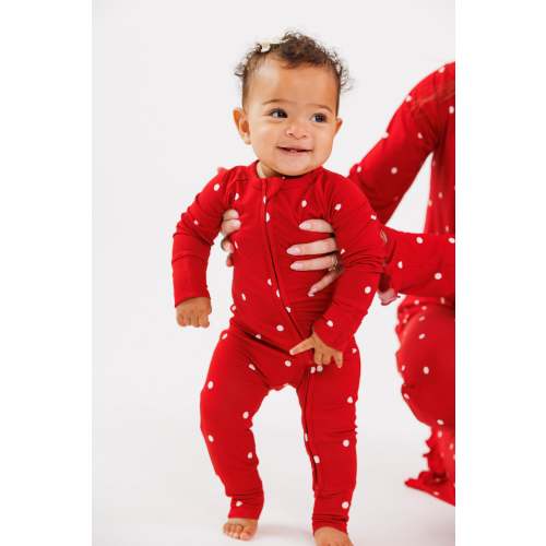 Ruby Polka Dot Zipper Romper