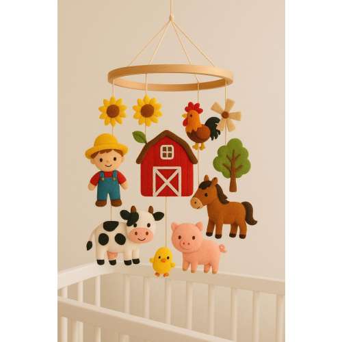 Felt Farm Animals Baby Mobile