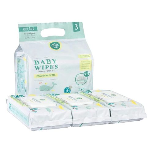 Little Me Baby Wipes Gentle Formula, Fragrance-Free Hypoallergenic Baby Wipes, 180 Count