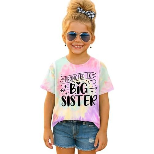 Big Sister Shirts for Girls Toddler Girls Promoted to Big Sister Tee Tops Short Sleeve Summer Clothing
