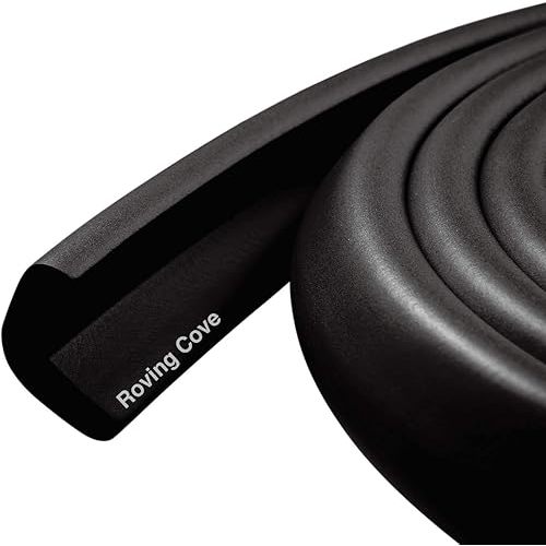 Roving Cove HeftyFit Edge Protector for Baby Proofing (6ft Large Edge Only), Heavy-Duty Soft Rubber Foam Furniture Edge Bumper Guards, Desk Edge Cushion, Wall Corner Covers, 3M Adhesive, Onyx Black