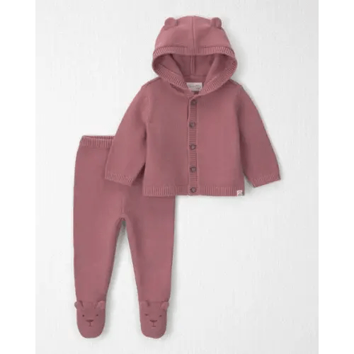 Baby Girl 2-Piece Organic Cotton Sweater Knit Cardigan & Pant Set - Little Planet | Carter's