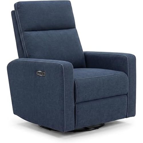 Nurture& The Glider Plus - Premium Nursery Power Recliner | Swivel Chair with Adjustable Head Support and Adjustable Lumbar Support | Built-in USB - The Ultimate Comfort for Nursing, Relaxing (Navy)