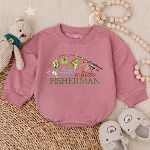 A Little Fisherman Bubble Romper, Fishing Baby Boy Outfit, Outdoor Infant Clothes, Toddler Bodysuit, Cute Baby Shower Gift Idea