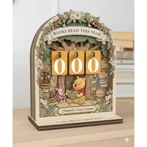 Winnie the Pooh Book Tracker Sign – Classic Reading Tracker for Book Lovers | Hundred Acre Wood Decor | Pooh Bear Gift for Readers ORERT008