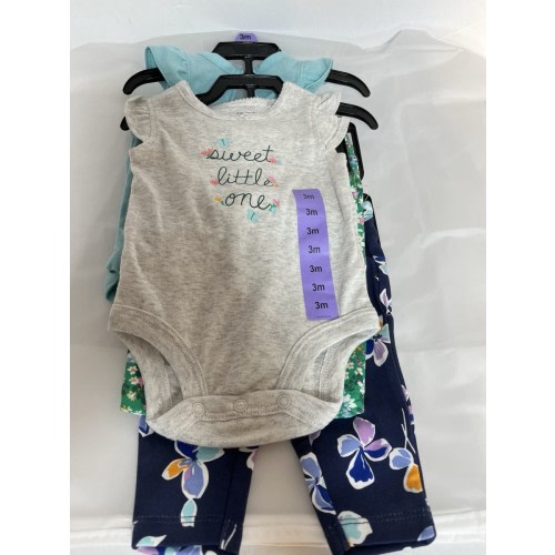 Baby Girls Carters 4 Pc Set, Floral , 2x Bodysuit & 2x Leggings