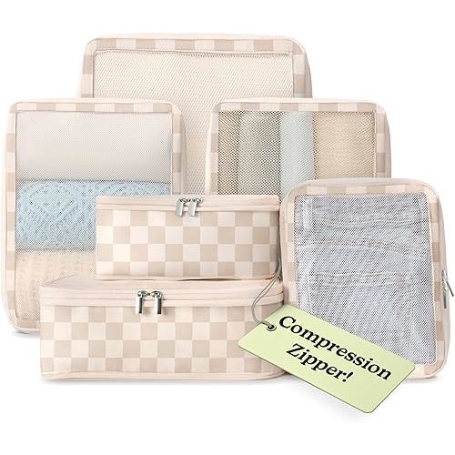 Vandel Space-Saving Compression Packing Cubes for Women, Men, 6-Pack Compressible Carry On Suit Case Organizer Luggage Packing Cubes for Travel Compression Organizer Bags for Luggage, Suitcase Cube