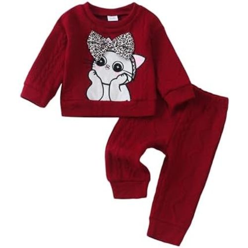 Kucnuzki Baby Toddler Girl Clothes Long Sleeve Crewneck Sweatshirt Tops Sweatpant Sweatsuit Baby Girl Fall Winter Outfit