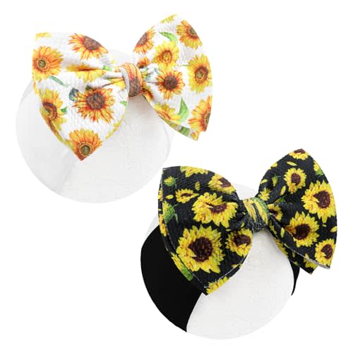 ONENINEDREAM 2 Pcs 6’’ Yellow Bows for Baby Girls Sunflower Girl Headbands Summer Outfits Hair Accessories for Newborn Infant Toddler Clothes