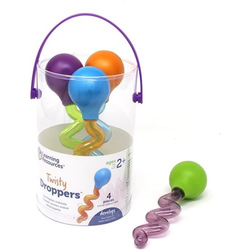 Learning Resources Twisty Droppers, Fine Motor Toy, Science Exploration, Water Dropper, Water Toys for Kids, Set of 4, Ages 2+