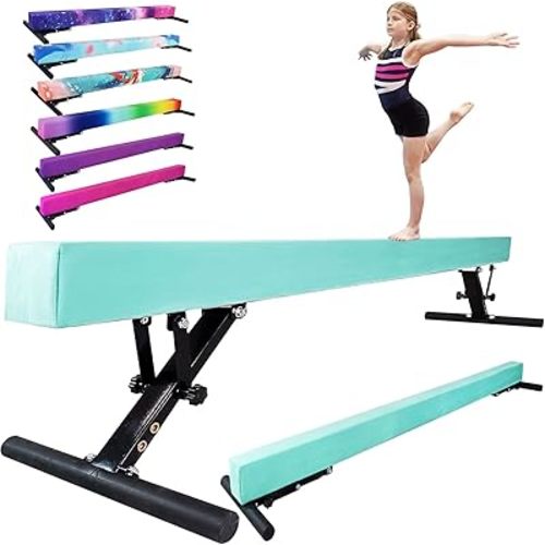 FC FUNCHEER Adjustable balane Beam for Kids - 8FT Gymnastics Beam - high and Low Floor Beam for All Gymnastic Levels-Professional Gymnastic Equipment for Home and Gym Center