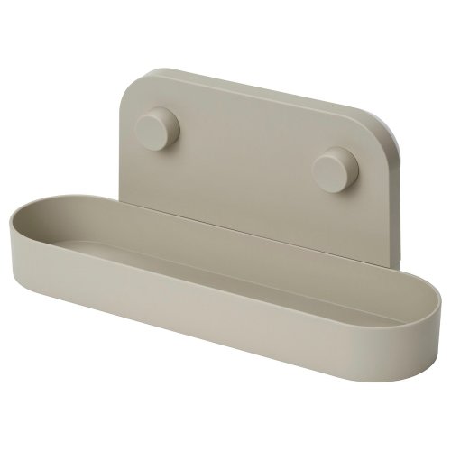 ÖBONÄS Wall shelf with suction cup - gray-beige 11 "