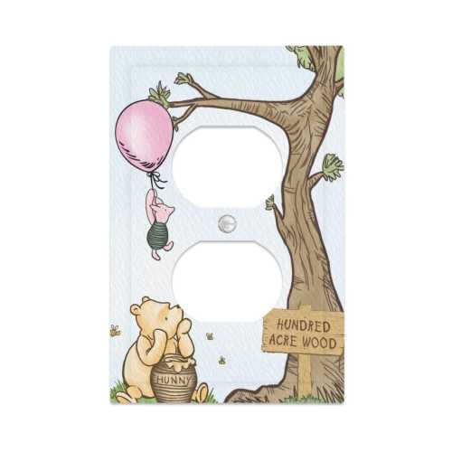 Winnie the Pooh Outlet Cover, Baby Shower Electrical Outlet Plate, Pooh Bear Nursery Party Decor