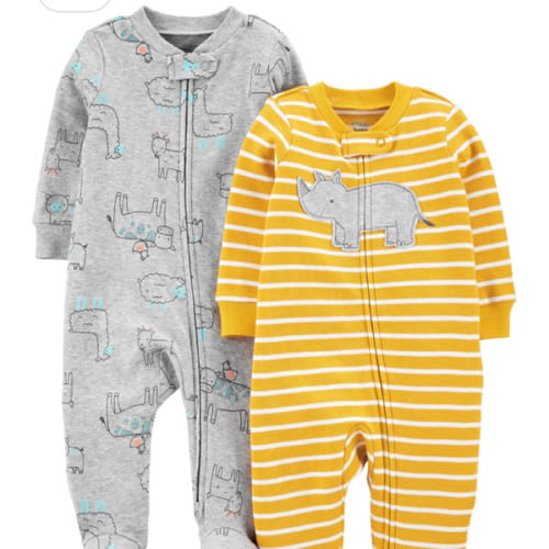 Simple Joys by Carter's Baby Boys' 2-Way Zip Thermal Footed Sleep and Play, Pack of 2