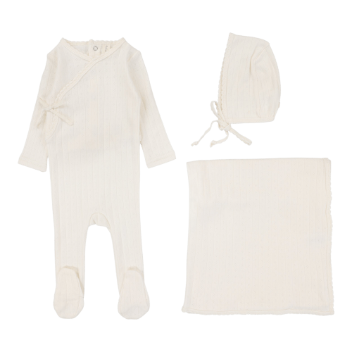 Fine Pointelle Layette Set - Cream