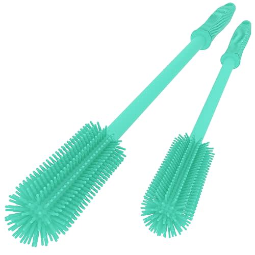 Silicone Bottle Cleaning Brush | 2 Pack| Water Bottle Brush Cleaner Brush for Hydro Flask,Glassware,Vacuum Sports Bottle&Vases,Water Bottle Cleaner Brush for Narrow Neck Containers
