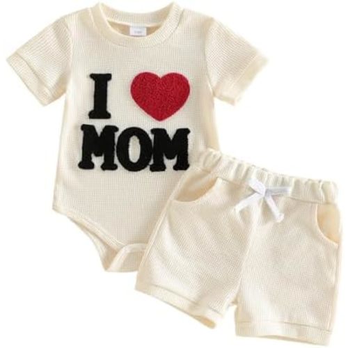 Adobabirl Newborn Baby Boy Summer Clothes Cute Lil' Dude Embroidery Short Sleeve Romper Shorts Set Infant Waffle Outfits