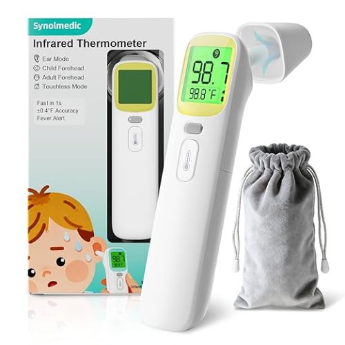Forehead Thermometer for Kids and Adults - Baby Ear Thermometer FSA-HSA Eligible, Infrared Digital Thermometers with Fever Alarm & Mute Mode, Accurate, 40 Memories, Touchless(Purple 1 Pack)