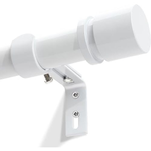 Byondeth Curtain Rods for Windows 16 to 144 Inches Adjustable Length 1 Inch Diameter Window Curtain Rod with Aluminium End Cap, White