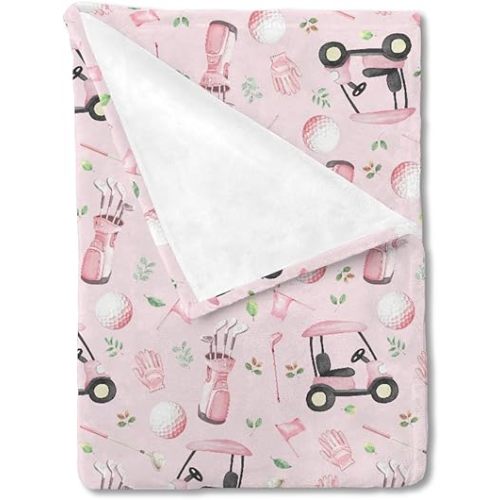 Golf Baby Blankets for Boy Girl Sports Golfing Soft Flannel Bed Throw Blanket for Infant Toddler Nursery Crib Stroller Golf Lovers Gift Swaddle Receiving Blankets Pink 30x40inch