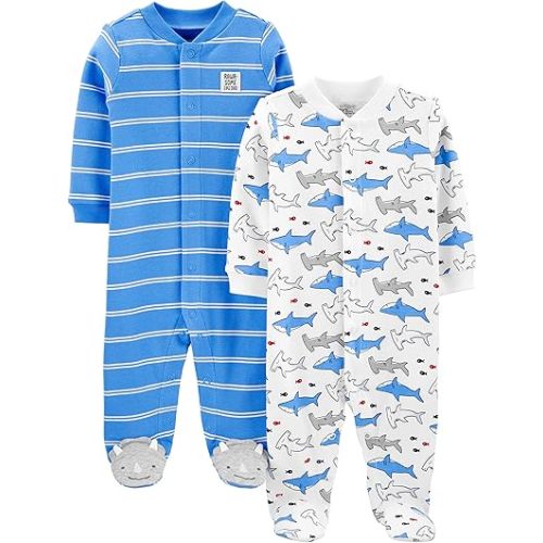 Simple Joys by Carter's baby-boys 2-way Zip Thermal Footed Sleep and Play, Pack of 2