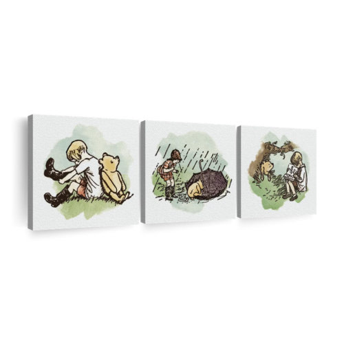 Elephant Stock Winnie The Pooh And Christopher Robin Multi Piece Canvas Print On Canvas 3 Pieces Set | Wayfair
