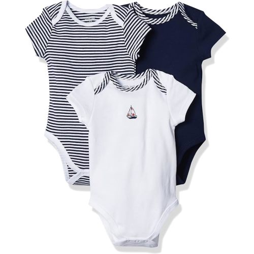 Little Me Clothes for Baby 3-Pack 100% Cotton Scratch Free Tag Bodysuits, Newborn to 9 Months