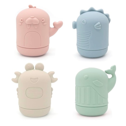 Ginbear Silicone Baby Bath Toys, Non-Toxic Mold Free Infant Squirty Bathtub Toys for Toddlers 6 Months+, Pack of 4 (Marine)