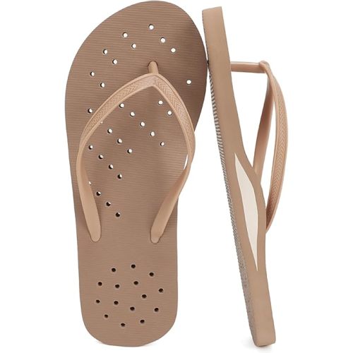 STQ Shower Shoes Women Quickly Dry Arch Support Flip Flops Non Slip Beach Pool Dorm Thong Sandals with Drain Holes