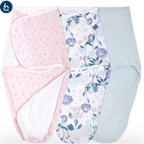 aden + anais flowers bloom baby cotton easy swaddle size 0-3 months