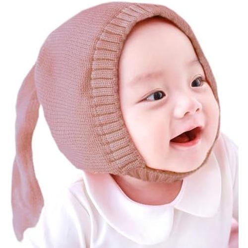 Crochet Earflap Pilot Hats Rabbit Ears Beanie Cap Winter Warm Knit Caps for Toddlers Baby Girls and Boys