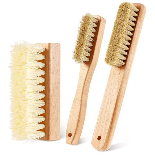 3 Pcs Wood Laundry Stain Brush Stain Remover Brushes with Boar Bristle Small Stain Brush for Clothes for Scrubbing Stains from Furniture Fabric Leather(3 Pcs D)