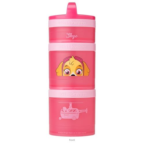 Whiskware Paw Patrol Stackable Snack Containers for Babies, Kids. and Toddlers, 3 Stackable Snack Cups for School and Travel, Backpack and Cupholder Friendly, Skye