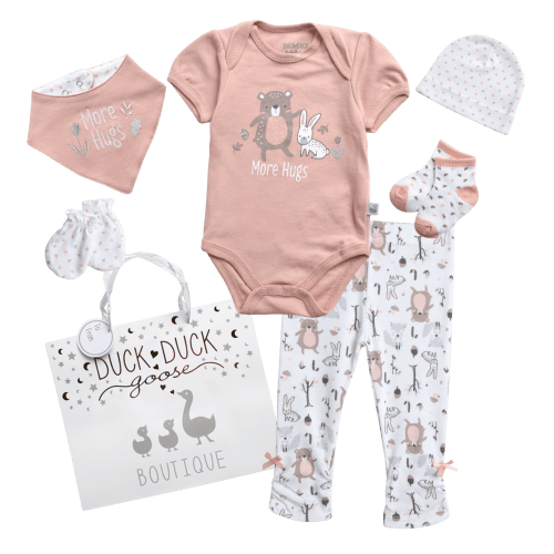 Duck Duck Goose Baby Boys and Girls Layette Gift Set - 8 Piece New Born Baby Essentials Set (0-9M)